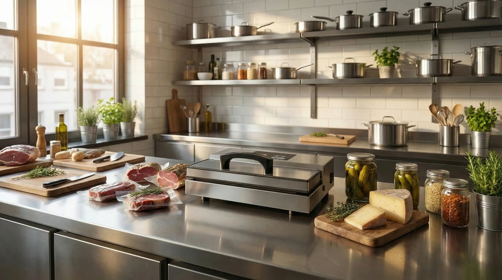 Semi-professionele vacuümmachine in een professionele keuken